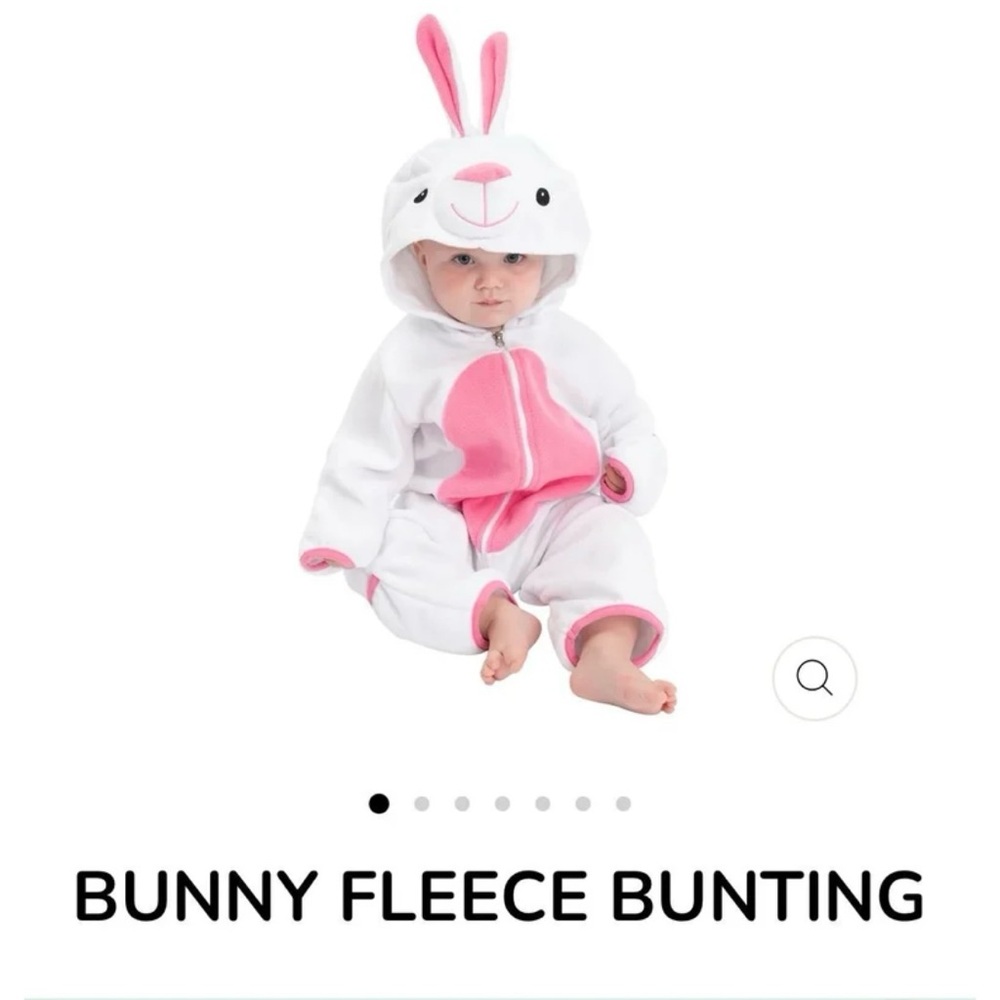 Cuddl Duds Pink and White Bunny Fleece Bunting
